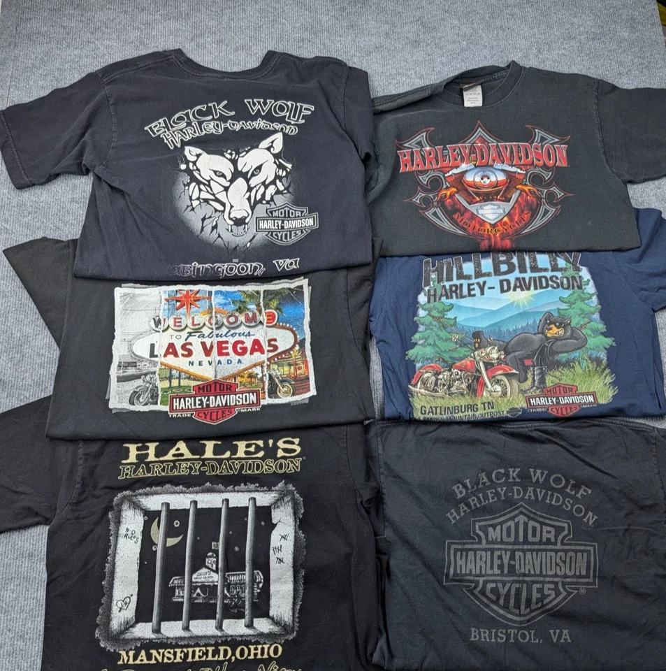 Lote de camisas Harley Davidson para hombre medianas 6 tops Y2K doble cara motociclista grunge años 90 Foto 1 de 4