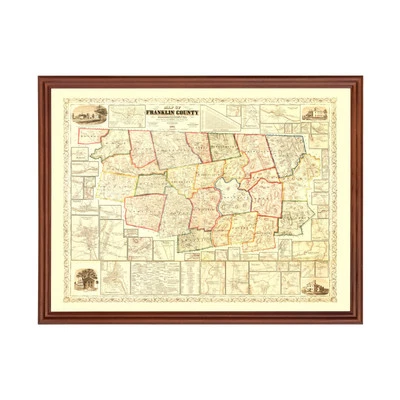 Old Map of Franklin County, MA 1858 - Vintage Massachusetts - Image 1 of 4