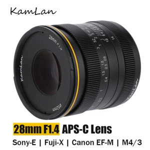 KamLan 28mm F1.4 APS-C MF Lens for Canon Sony Fujifilm M4/3 Mirrorless Cameras - Picture 1 of 7