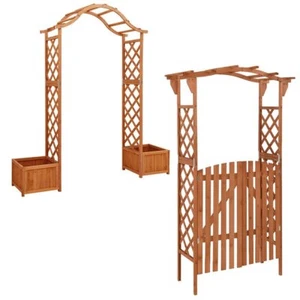 Garden Pergola with Planter Solid Firwood Garden Arch Gate Outdoor Climbing - Picture 1 of 18