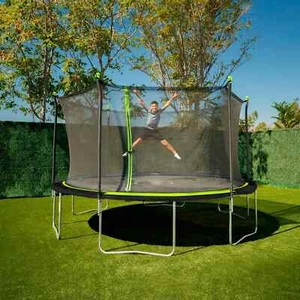 14FT Trampoline with Safety Enclosure Net & Rust-Resistant Frame Outdoor Kids Ju - Picture 1 of 12