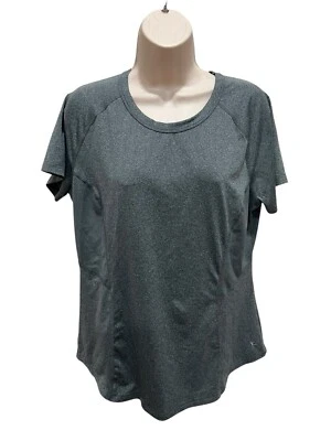 Treino feminino Danskin Now Dri More Active ajustado cinza urze manga curta - Imagem 1 de 4