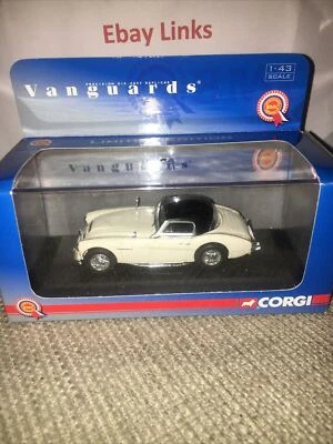 1/43 AUSTIN HEALEY 100 SIX IN OLD ENGLISH WHITE WITH BLACK CORGI VANGUARDS MINT - Image 1 of 4