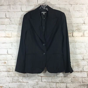 Ann Taylor Womens Size 8 Career 2-Button Black Pinstripe Blazer Front Pockets - Picture 1 of 7