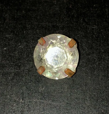 Antique Vest Cape Button Clear Solitaire Jewel Victorian Crystal Pagan Viking Cover