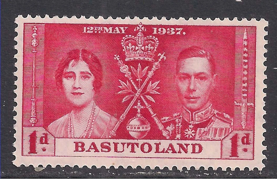 Basutoland 1937 KGV1 1d Scarlet Coronation MM SG 15 ( H158 ) - Image 1 of 1