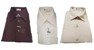 Camicia Uomo Inverno Maglina Jersey LANA Marrone Beige PLAY® Taschino da 38 a 43 - Picture 1 of 64