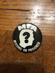 MIA Missing in Action Prisoner Pin, 70s-80s Peace era Political Pinback Button - Picture 1 of 2