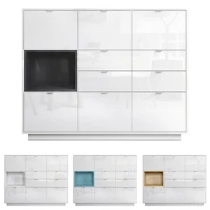 Highboard Sideboard Kommode Schrank Bücherregal Metro V2 - Weiß Hochglanz - Bild 1 von 24