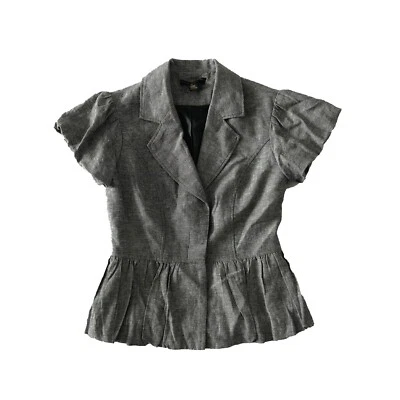 Chaqueta Blazer Corta Dalia Collection Mujer Talla 2 Gris Mezcla Lino Foto 1 de 4