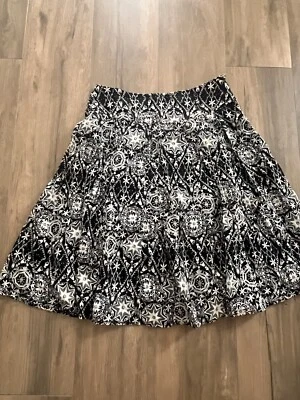 Apt 9 Falda Círculo 100% Algodón Estampado Flora Paisley Negro Blanco Forrado 8 Foto 1 de 2