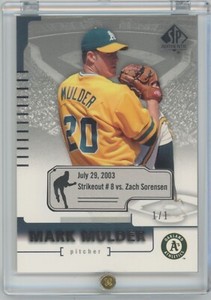 2004 SP Authentic Mark Mulder #90 - 1 of 1 Game Dated Card - Oakland Athletics