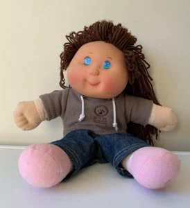Muñeca de juguete para niños Bootleg Cabbage Patch años 80 CPK niña cabello castaño ojos azules 14 pulgadas - Imagen 1 de 14