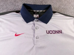 UCONN Huskies Shirt Mens Extra Large Gray Short Sleeve Nike Dri Fit Golf Polo XL - Picture 1 of 12