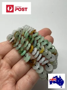 100% Natural Grade A Untreated Multi-Color Jadeite Jade Circle Donuts Bracelet - Imagen 1 de 5