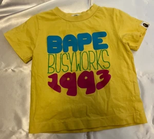 A Bathing Ape Bape kids short sleeve T-shirt 90 approx. 24M yellow Street Japan - Picture 1 of 23