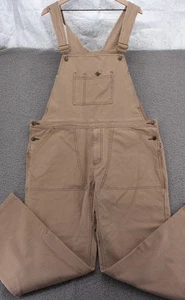 Kavu Bib Overalls Men Large 32" Inseam Light Brown Double Knee Canvas Workwear - Picture 1 of 14
