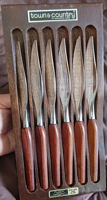 Juego de cuchillos para carne Town & Country vintage de 6 piezas bandeja de forja Washington Fleetwood Foto 1 de 4