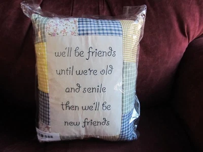 Almohada Decorativa "Seremos amigos hasta que seamos viejos y seniles" Tema Nuevo en Paquete Foto 1 de 3
