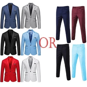 Chaqueta de esmoquin para hombre solapa un botón chaqueta blazer abrigo / traje de fiesta pantalones - Imagen 1 de 19