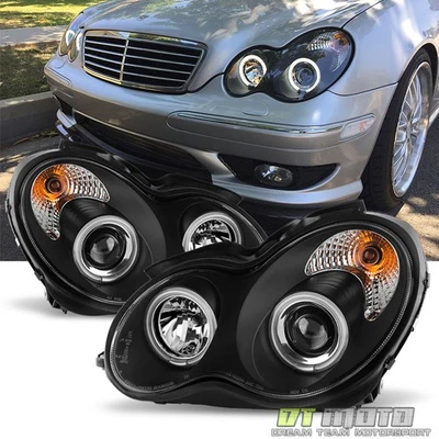 Juego de faros proyectores halo negros Mercedes W203 C230 C240 C320 C32 C55 2001-2007 Foto 1 de 4