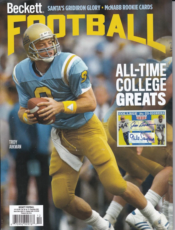 Diciembre 2025 Beckett Football Price Guide Magazine Vol 38 Nº 12 Troy Aikman Foto 1 de 1