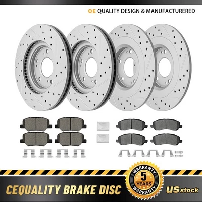 For Mitsubishi Outlander Sport 2016-2024 Front & Rear Drilled Rotors Brake Pads - Image 1 of 4