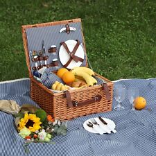 Romantic Heart-Shaped Picnic Basket Set | Sturdy Woven Willow and Fully-Equip...