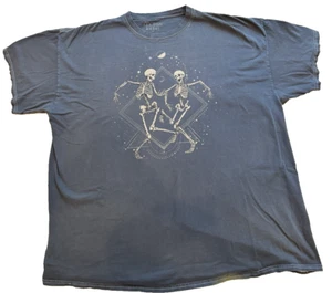 Modish Rebel Blue-Gray Dancing Skeleton graphic T shirt, XL - Picture 1 of 6