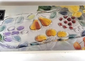 Vintage Mikasa Garden Harvest Colored 3D Glass Fruit Serving Tray New W/O Box - Picture 1 of 8