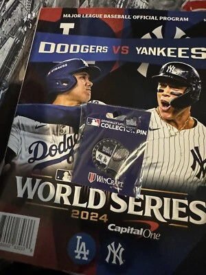 SHIPS NOW!! 2024 WORLD SERIES GAME PROGRAM & PIN N.Y. YANKEES VS. L.A. DODGERS - Image 1 of 2