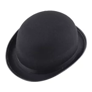 1pcs Mens Black Bowler Hat Felt Black Charlie Chaplin 50s 60s Party Adult Caps - Picture 1 of 12