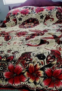 Manta Colcha Textil Hecha en México Colibrí Floral Rojo Naranja 92x76 - Imagen 1 de 8