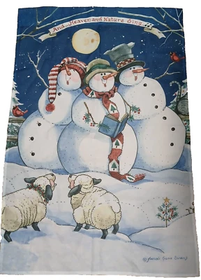 Sandi Gore Evans Tela Exterior CIELO Y NATURALEZA CANTAN Navidad Muñeco de Nieve 25 x 37 Foto 1 de 4