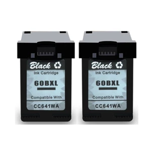 Tinta negra de alto rendimiento 2P para HP 60 60XL DeskJet D2500 4200 F4400 F4500 serie C4610 - Imagen 1 de 1
