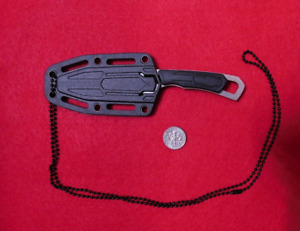 EDC Neck-knife:  Full-tang fixed blade + secure sheath & metal bead-chain  -NEW-