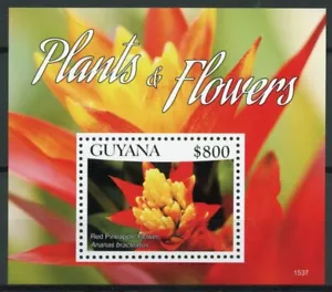 Guyana 2015 MNH Plants & Flowers 1v S/S I Red Pineapple Flower Nature Stamps - Picture 1 of 1