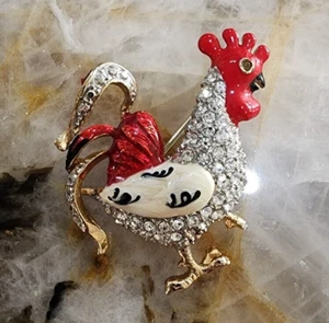 Crystal Vintage Rhinestone Chicken Brooches Pin Women Party Jewelry Gifts - Picture 1 of 2