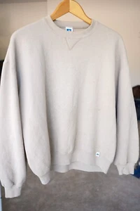 Vintage Y2K Russell Athletic Sweatshirt Crewneck 90s Tan Blank Mens XL USA Made - Picture 1 of 6