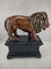 10" Tall Resin Male Lion King On Top of  Pedestal Bookend  Sculpture Office Home