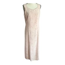Vintage Casual Corner Pale Pink 100% Silk Floral Sleeveless Maxi Dress