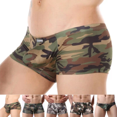 Men Boxer Briefs Sexy Trunks Underwear Shorts Underpants Camouflage Panties - Image 1 of 4