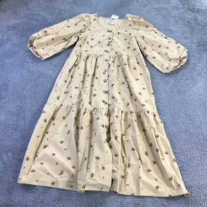 New Meadows Dress Womens 4 Sage Dress Midi Loose Fit Relaxed All Over Print - Picture 1 of 14