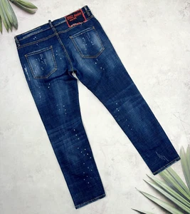 Dsquared2 Tidy Biker Jeans Denim Pants Distressed Dark Blue size 52 / W36 x L32 - Picture 1 of 24