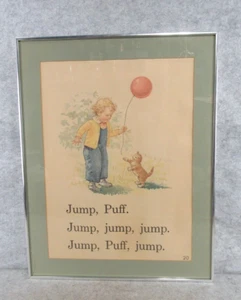 Vintage Dick und Jane gerahmte Seite aus Lehrerausgabe Leserbuch - Kinderzimmer - Bild 1 von 10