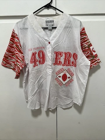 VINTAGE 1992 ESLEEP SAN FRANCISCO 49ERS Pajama Top Large Tiger Print Cover