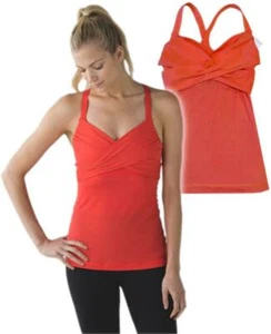 LULULEMON Womens Orange WRAP IT UP Keyhole Back TANK TOP MINT! size 4 - Picture 1 of 4