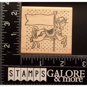 The Stamp Pad Co Rubber Stamps CAROUSEL HORSE FLAG LABEL DOTS BACKGROUND #679 - Picture 1 of 2