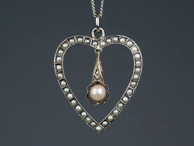 Rare Or / Argent - Style Ancien Pendentif - Akoya - Perle Et en Forme de Graines - Photo 1/4