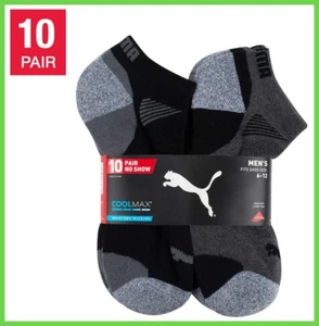 10 Pairs - Puma Men's No Show Low Cut Socks, Black Select Size - Picture 1 of 7